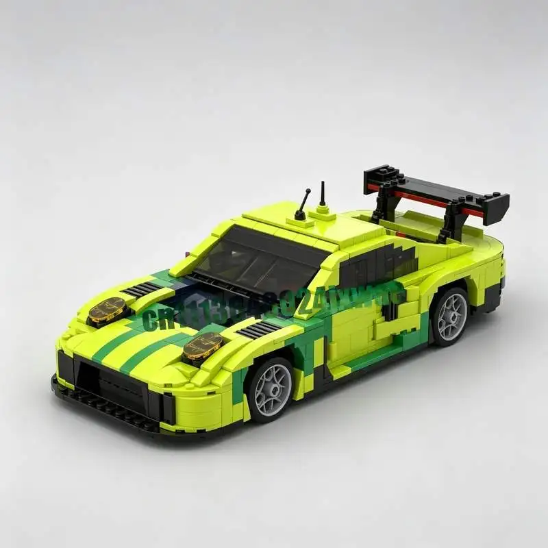 902PCS European Endurance Race Coupe Iime Green Livery Racing Car GT3 Racing Car MOC Building Blocks Custom DIY Assembly Gifts