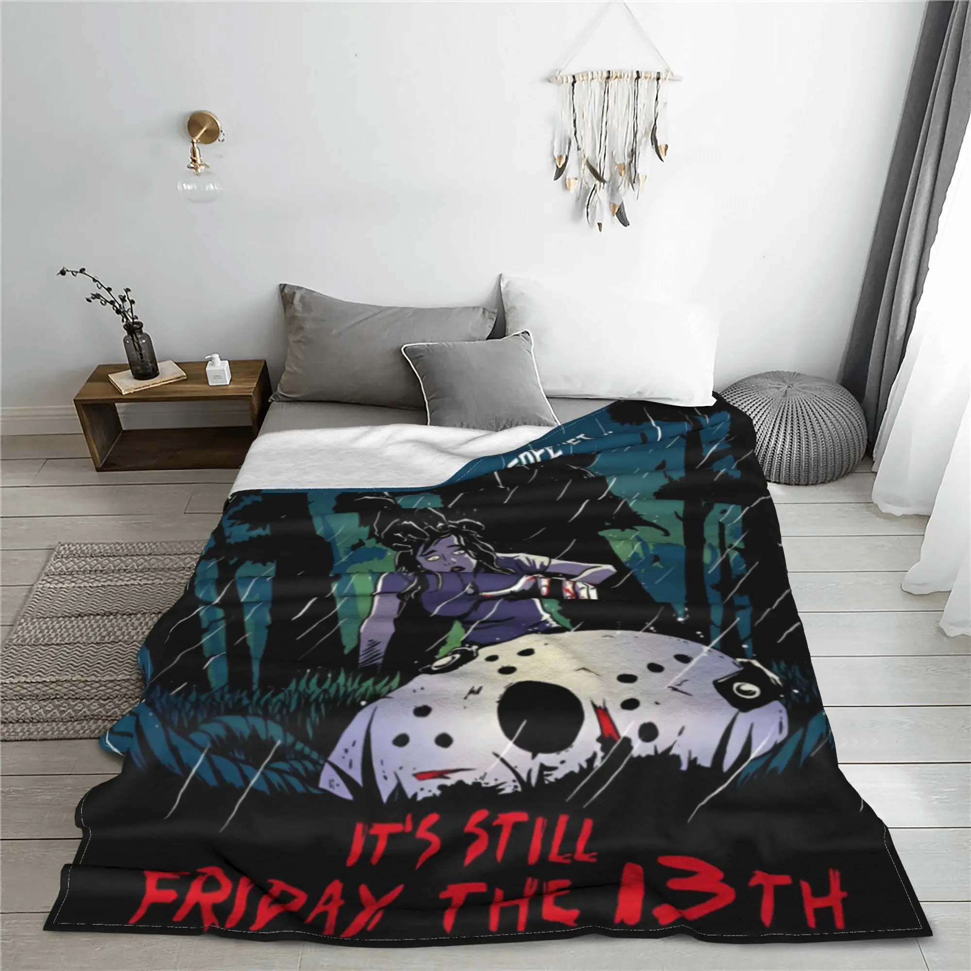 Friday Jason Voorhees 13th Fleece Blankets Horror Movie Scary Fashion Throw Blankets Bedspreads 150*125cm Rug Piece Super Soft