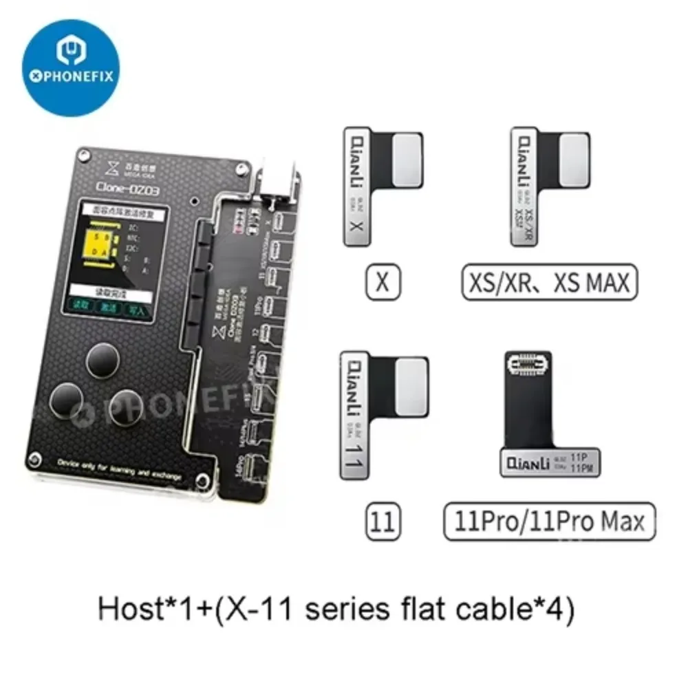 QIANLI Clone DZ03 Dot Matrix Programmer untuk IPhone X 11 12 13 14 Pro MAX Kabel Fleksibel Perbaikan ID Wajah Tanpa Penghapusan Tanpa Penyolderan