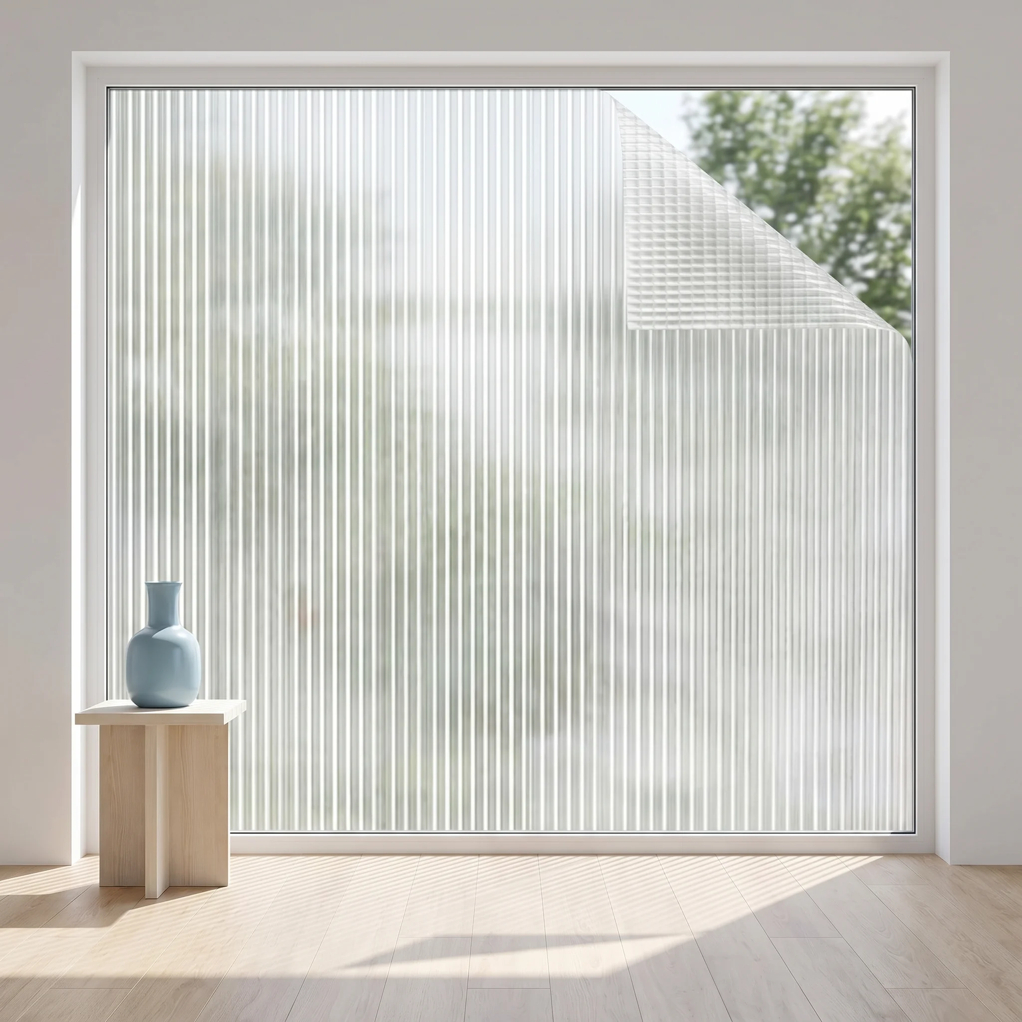 Gestreifte, mattierte Sichtschutzfolie für Fenster, verdickt, statisch haftend, abnehmbar, nicht klebend, für Wohnzimmer, Badezimmer, Büro, Glastüren