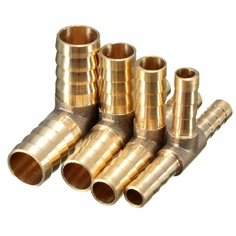 

1Piece Brand New Car Motorcycle 6mm 8mm 10mm 12mm Brass T Piece 3 Way Fuel Hose Joiner Connector for Air Oil Gas