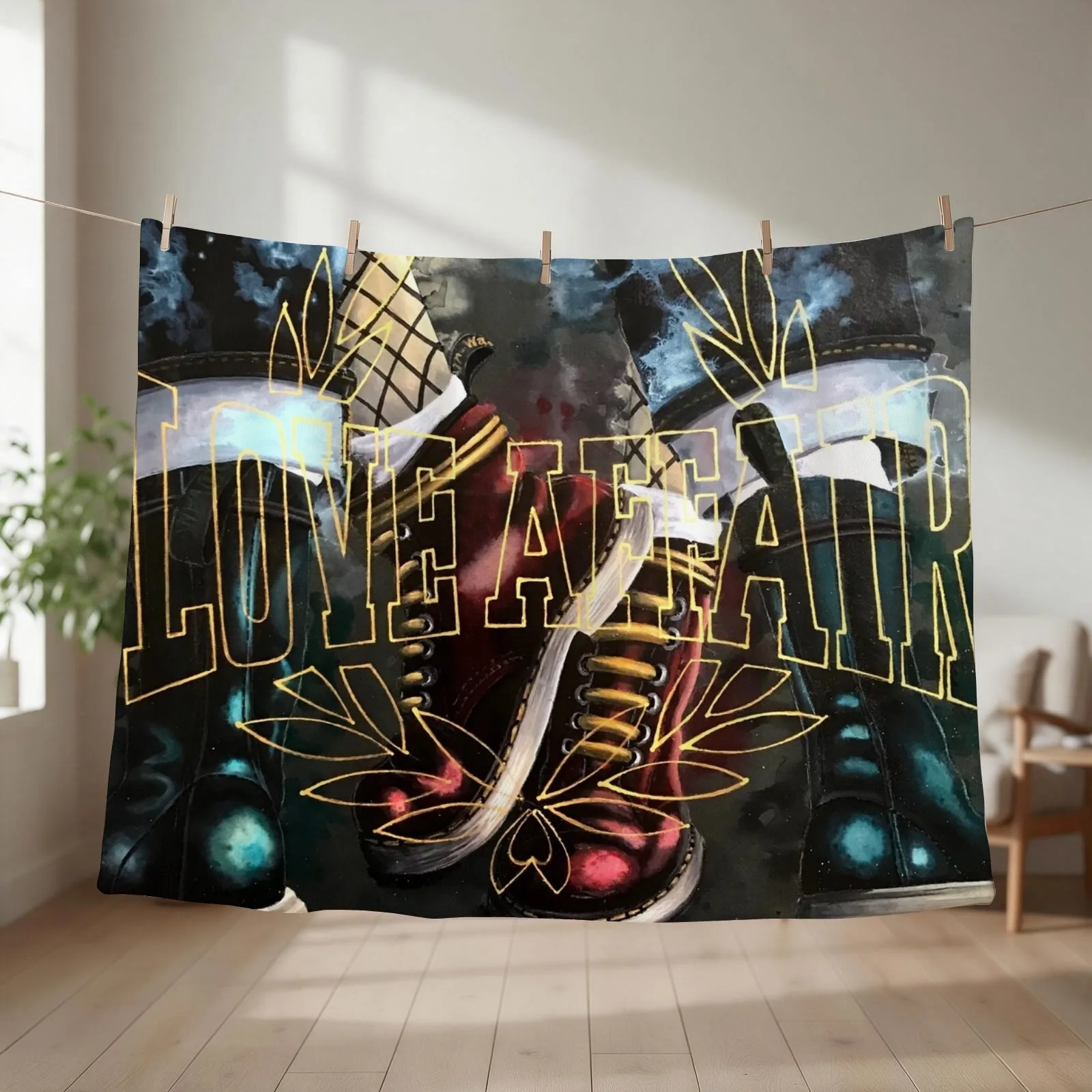 Love Affair, Skinhead contemporary painting Throw Blanket couch cozy soft plush fuzzy picnic outdoor blanket