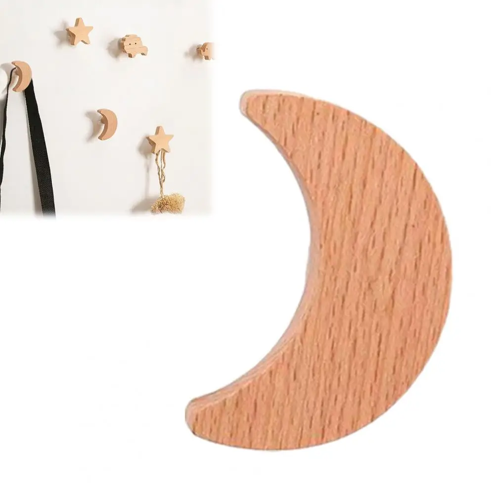 Wooden Wall Hook Lightweight Adhesive Hook with Natural Wood Grain Design Hook for Items Kids Schoolbags Hats Scarves