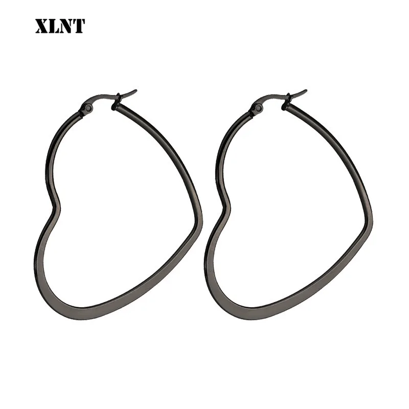 XLNT New Cute Hollow Big Heart Hoop Earrings For Women Gold Silver Color Copper Simple LOVE Trendy Romantic Jewelry Nice Gifts