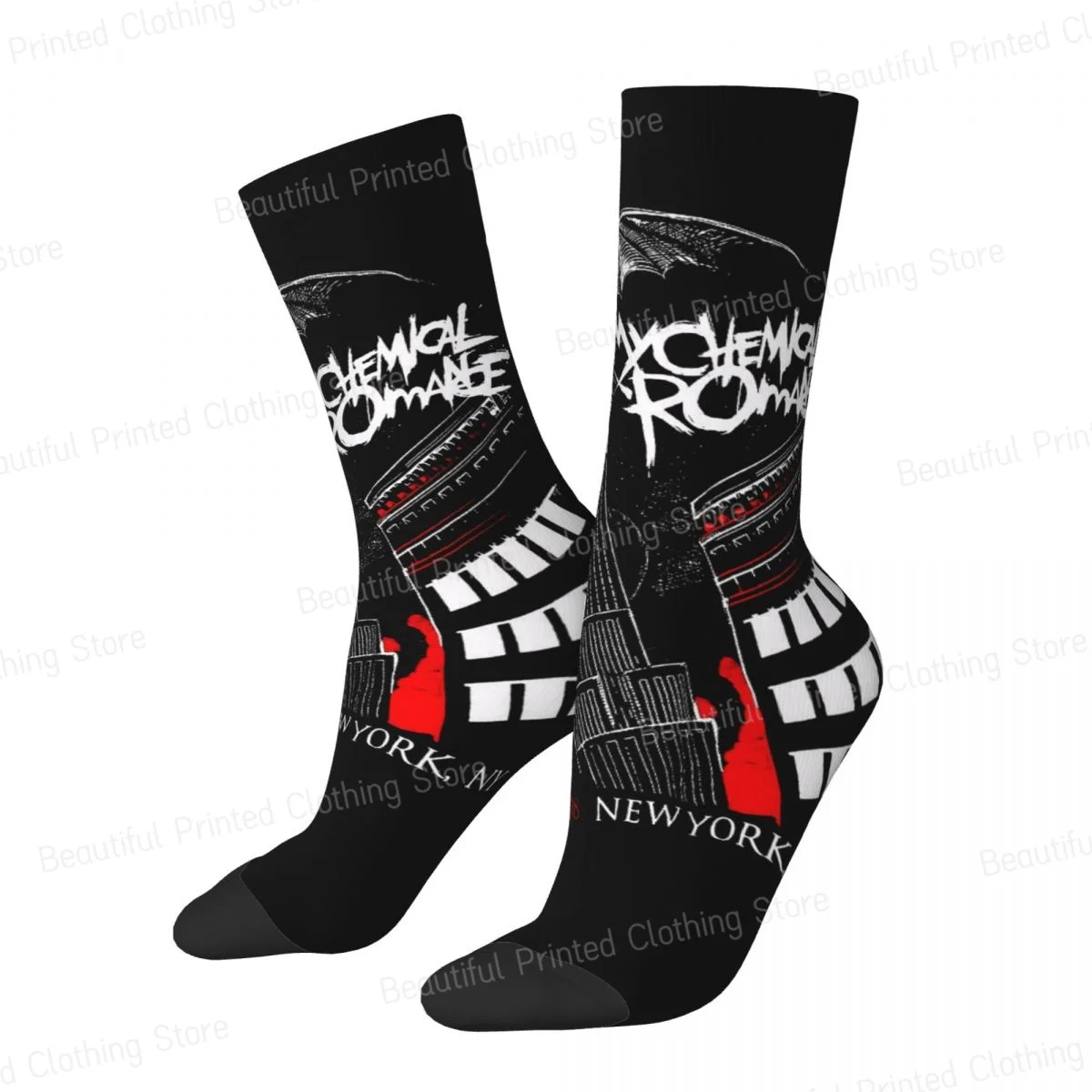 My Chemical Romance Three Cheers For Sweet Revenge Men Women Round neck Socks Windproof Novelty Four Seasons Stockings Gift