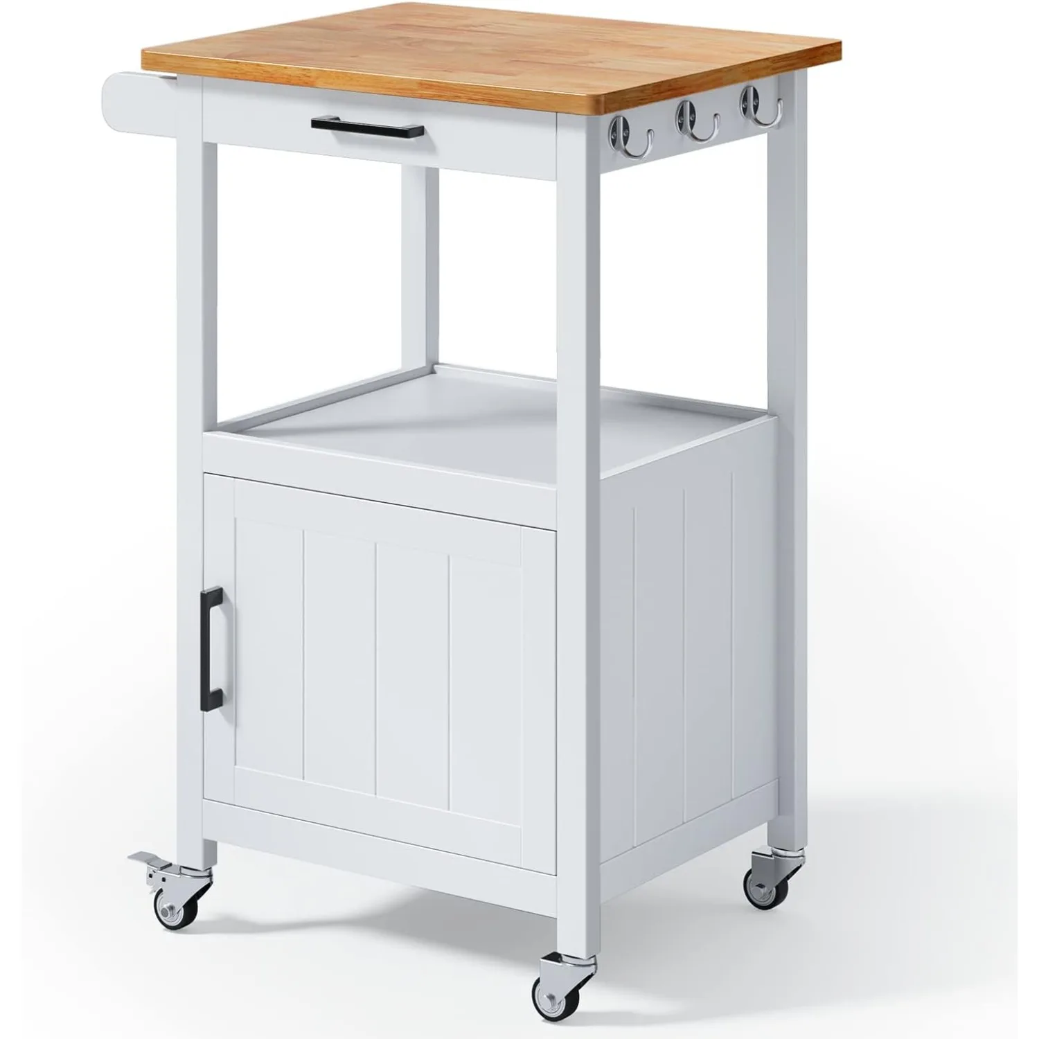 

Rolling Kitchen Island Cart with Drawer, Storage on Wheels, Small Home Coffee Bar, Microwaves Stand, Table/Cabinet , White