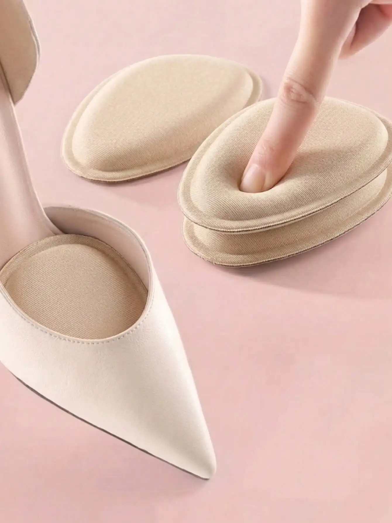 1 Pair of Pointed Soft-Soled Pressure-Relieving Insoles, Cushioning Pads, Non-Slip Design, Suitable for High Heels, Memory Foam Insoles, Soft and Breathable Forefoot Pads, Pointed Toe Foot Protectors, Washable Shoe Accessories