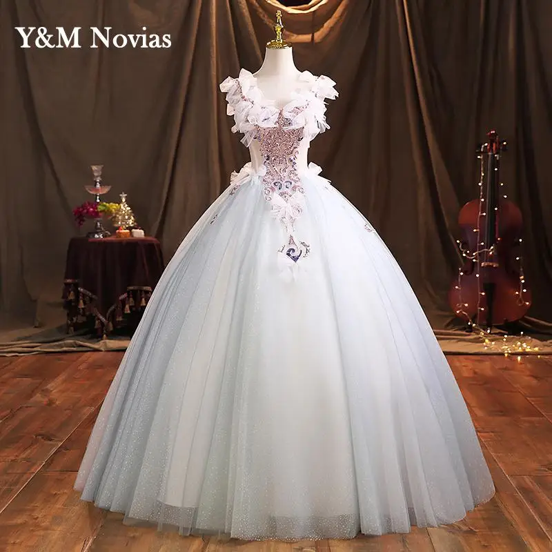 فستان Quinceanera أنيق سكوب حفلة موسيقية الكرة ثوب بلا أكمام الحلو الأزهار طباعة زهرة حجم كبير Vestido De 15 Anos Debutante