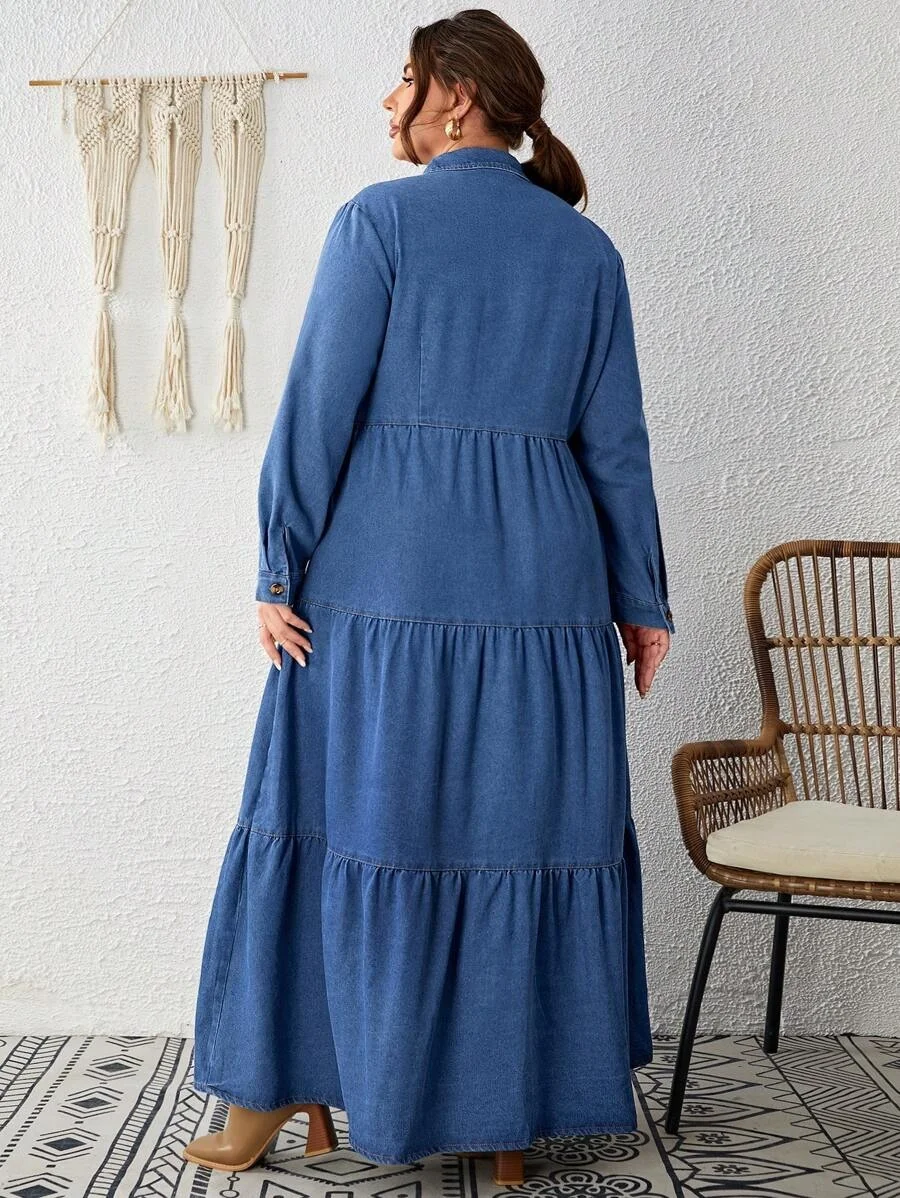 Robe en jean élégante vue de dos grande taille