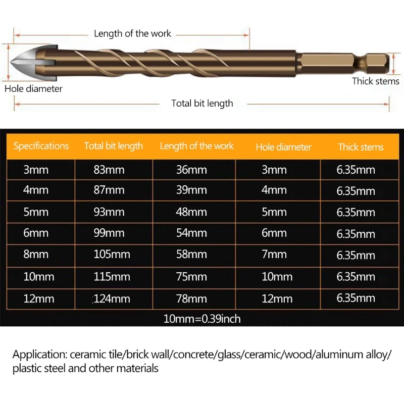 新しいドリルシャンクスパイラル溝クロスドリル用高硬度耐摩耗工具拡張六角シャンクスパイラル溝