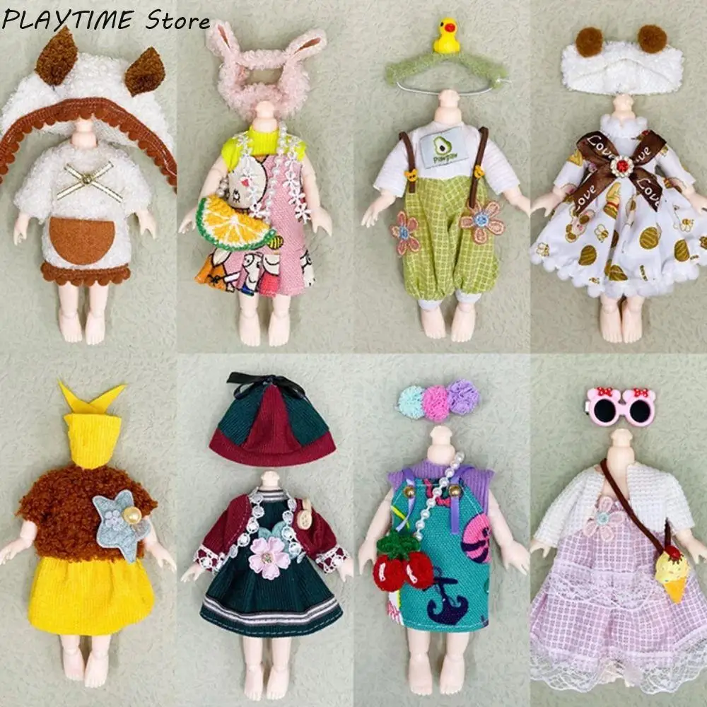 

16cm Doll Clothes Suit Cute Princess Dress For 1/8 BJD Doll Ob11 T-shirt Hoodies Pants Suit Sweater Skirt DIY Doll Accessories