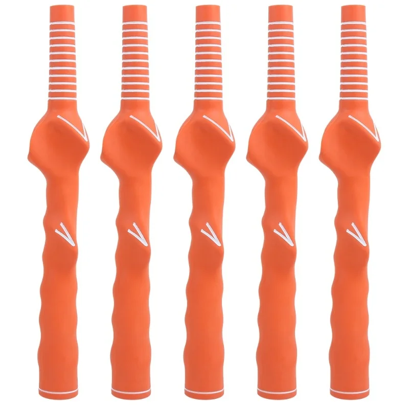 lot-de-5-poignees-de-club-de-golf-en-caoutchouc-pour-debutants-accessoire-d'entrainement-et-de-correction-diametre-du-trou-125-mm-orange
