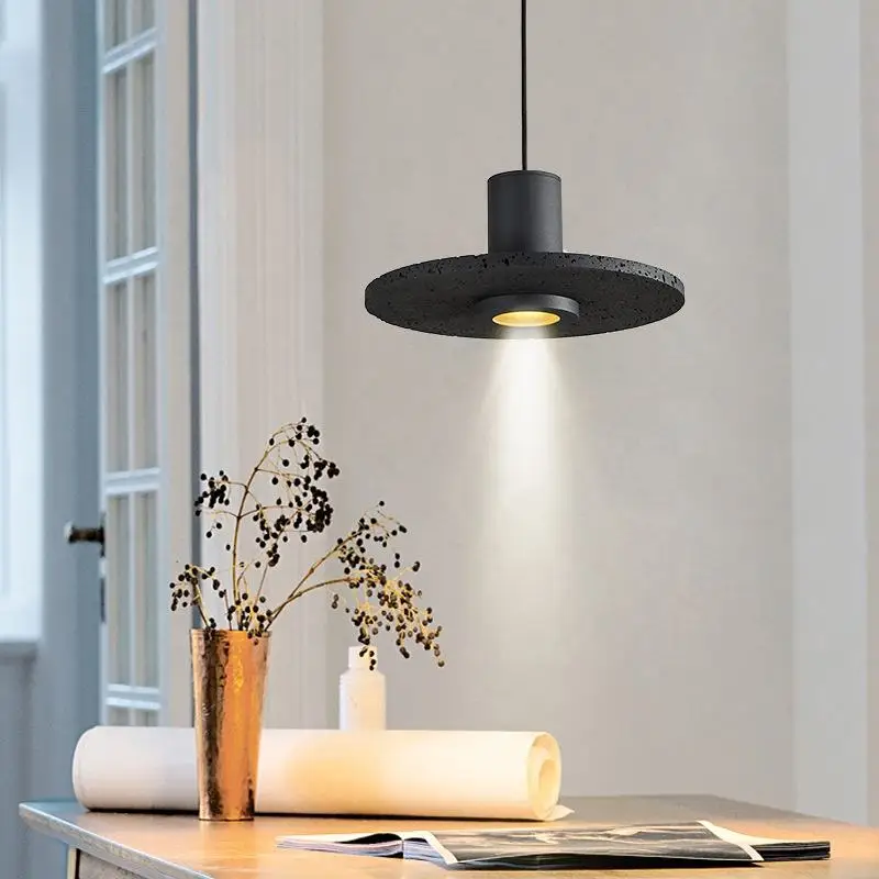 

Simple Black Stone Pendant Lamps Decorative Home Appliance Living Room Study Parlor Bedroom Light Modern Marble Chandeliers