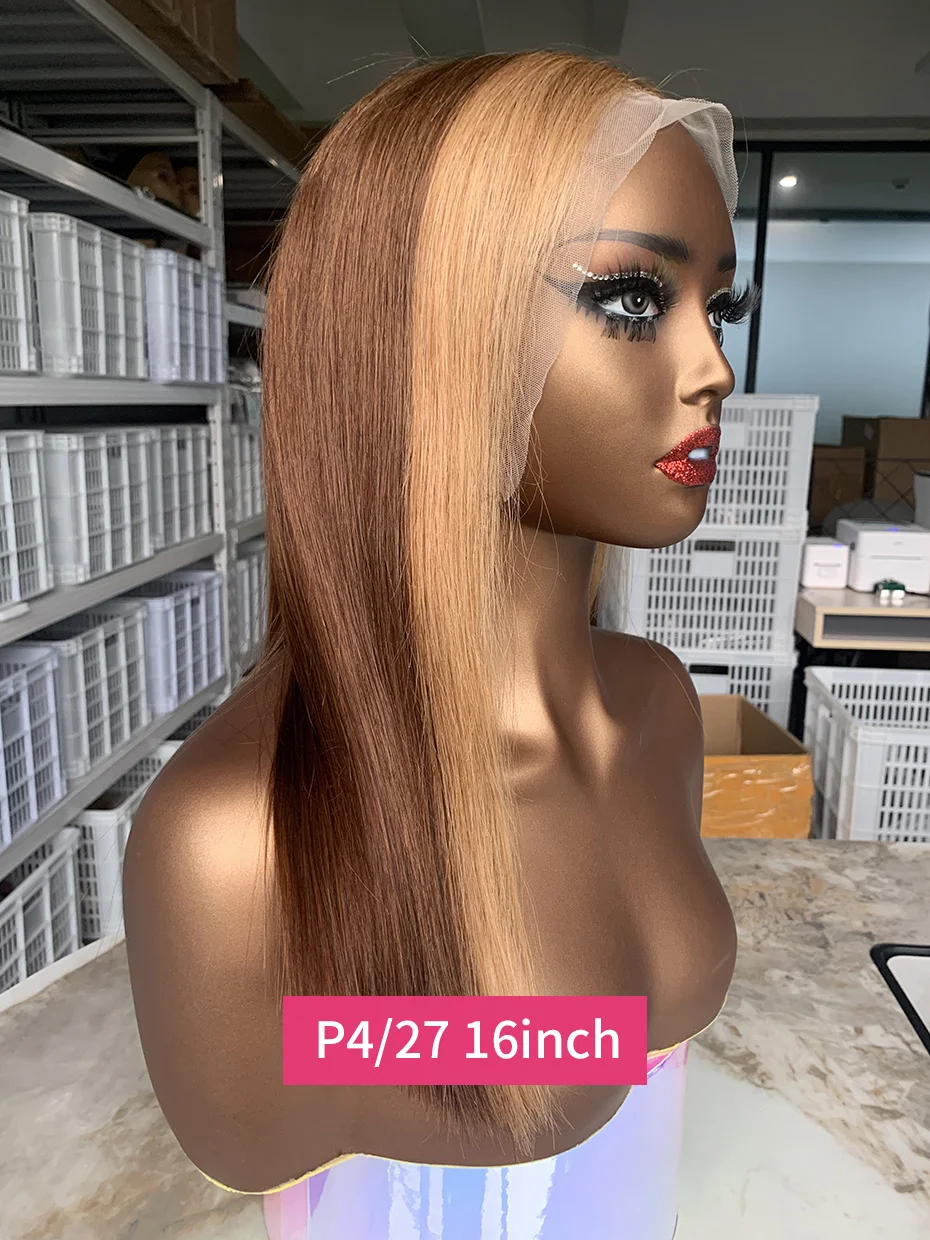 250% جودة عالية الفيتنامية 13x4 سوبر مزدوجة تعادل الدانتيل الجبهة الباروكات شعر الإنسان بوب 4 27 الملونة العظام مستقيم الدانتيل شعر مستعار أمامي