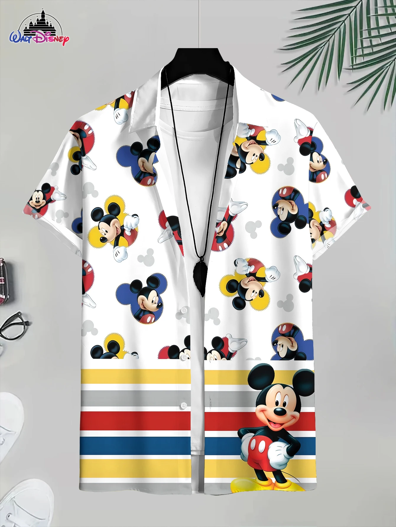 Fashion Casual Men's 3D Print Mickey Mouse Shirt: Summer Surf Graphic Hawaiian Button - Down