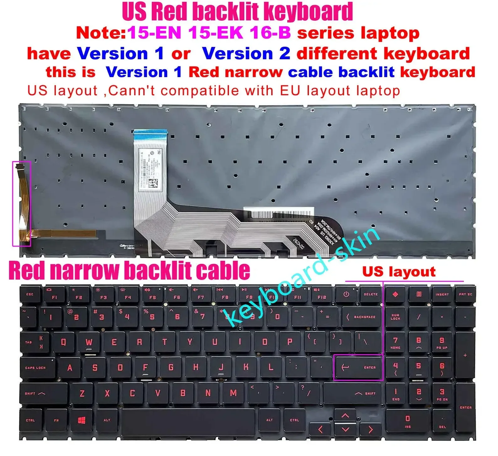 

Новая американская клавиатура с красной подсветкой для HP Omen 15-EK** 15-EN 16-B** PN-Q236 TPN-Q265 TPN-Q238 TPN-Q267, версия 1