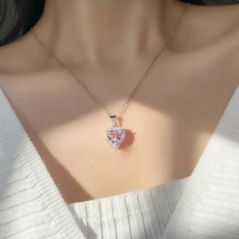 MDL مويسانيتي نمط الأصلي الطوطم القلب إلى قلادة بسيطة Jitterbug الساخن دفع فتاة الوردي مئات من مجلة الموضة الكلاسيكية #3