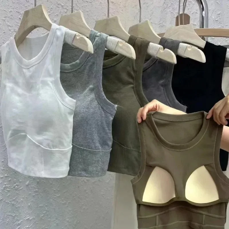 

Майка женская без стальных колец, хлопковый топ с подкладкой для груди, пикантное укороченное нижнее белье, базовая кофта для девушек, бюстгальтер без рукавов