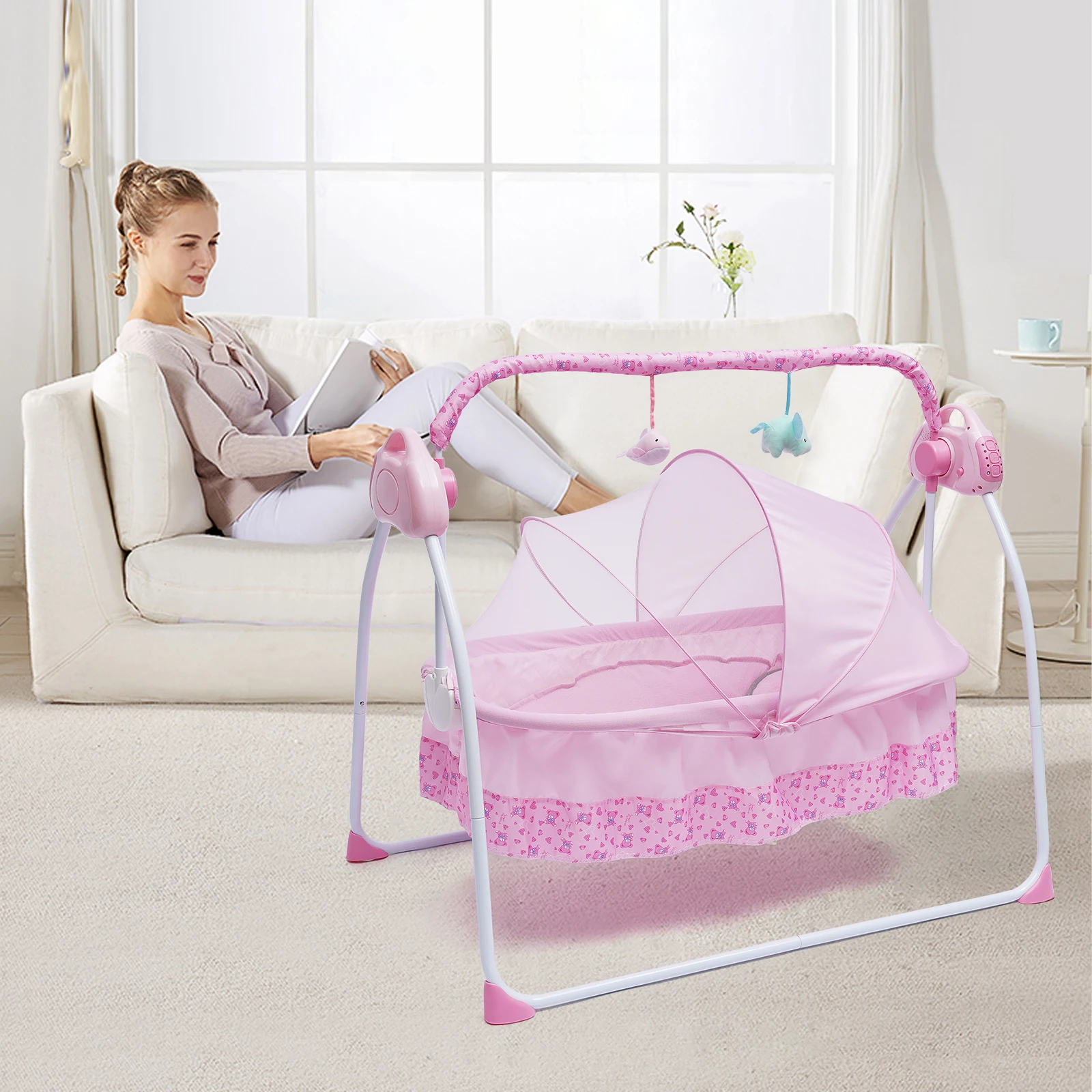 0-25Kg Big Space Electric Baby Crib Cradle Infant Rocker Auto Swing Bed Baby Cradle