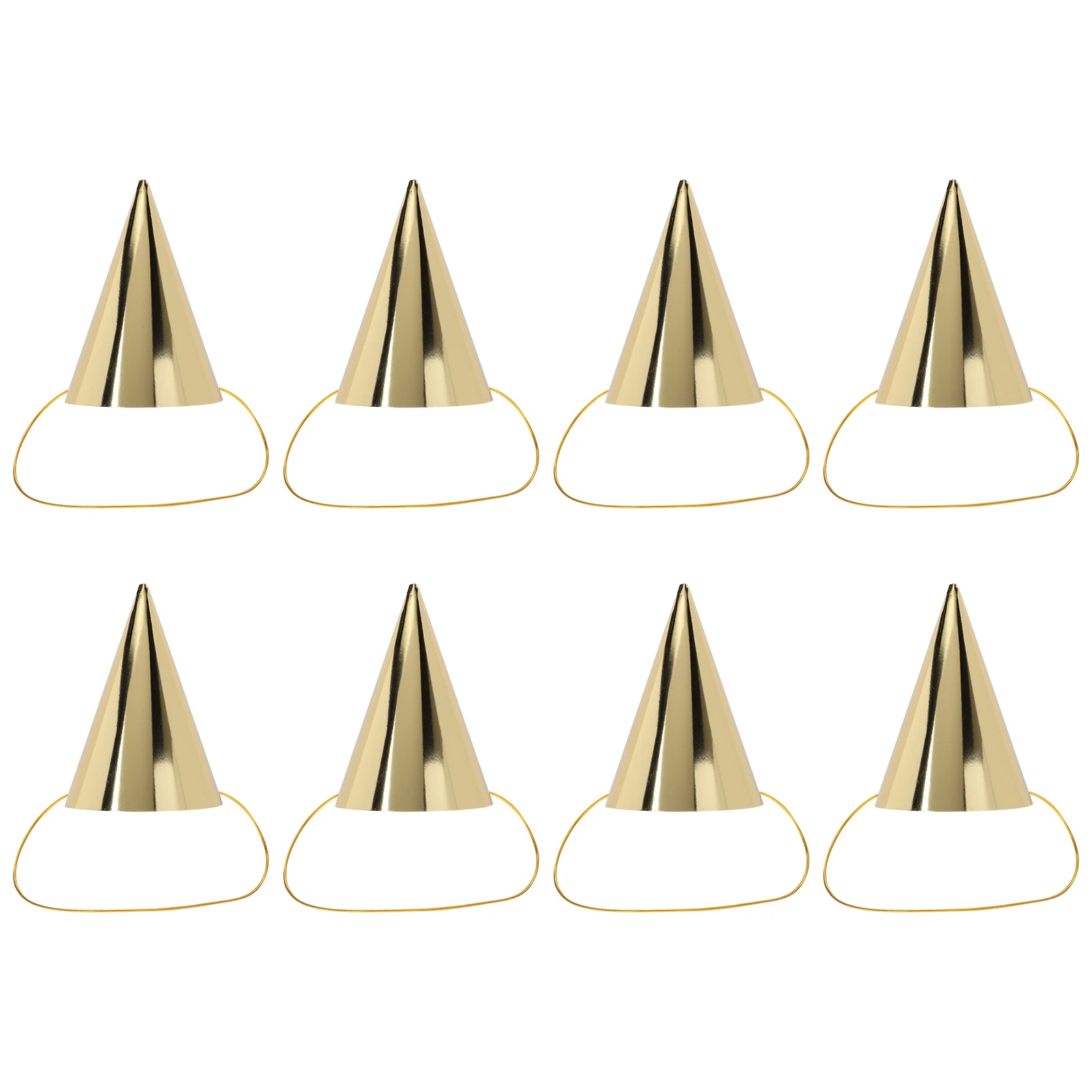 

8pcs Hats Kids Cone Birthday Hair Accessories Party Happy Preschool Birthday Cone Hats Paper Props Gold Theme Decorations