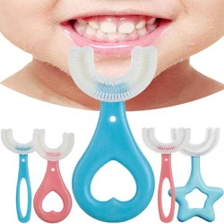 Spazzolino da denti per bambini spazzolino da denti per bambini a forma di U a 360 gradi spazzola per denti in Silicone per bambini pulizia per l'igiene orale