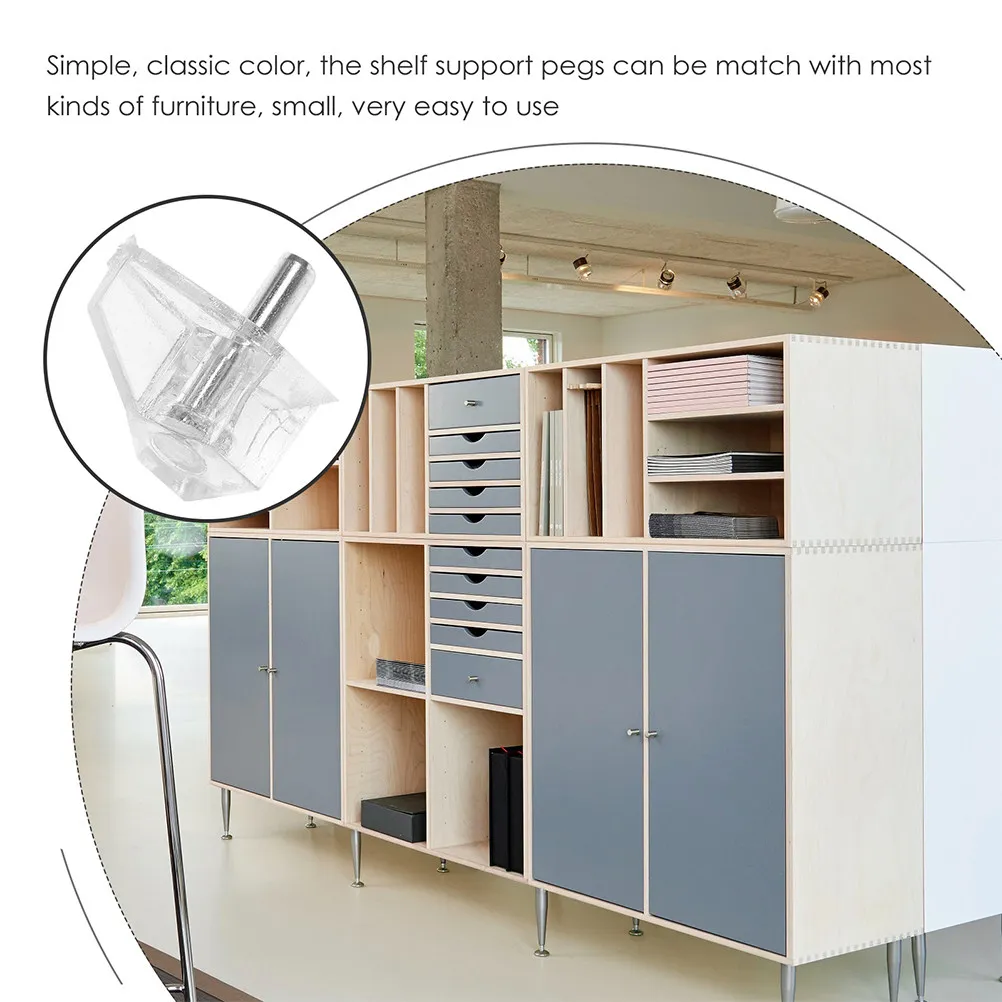 200Pcs Shelf Support Peg Transparent Plastic Pins Cylindrical Cabinet Kitchen Wardrobe Cupboard Furniture Holder