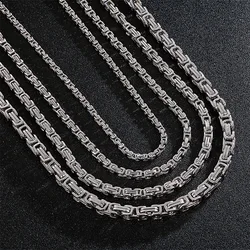 Tour de cou en acier inoxydable pour homme, collier long masculin, boîte byzantine, cadeau JOHusband Boyfriend Bff, 4mm, 5mm, 6/8mm