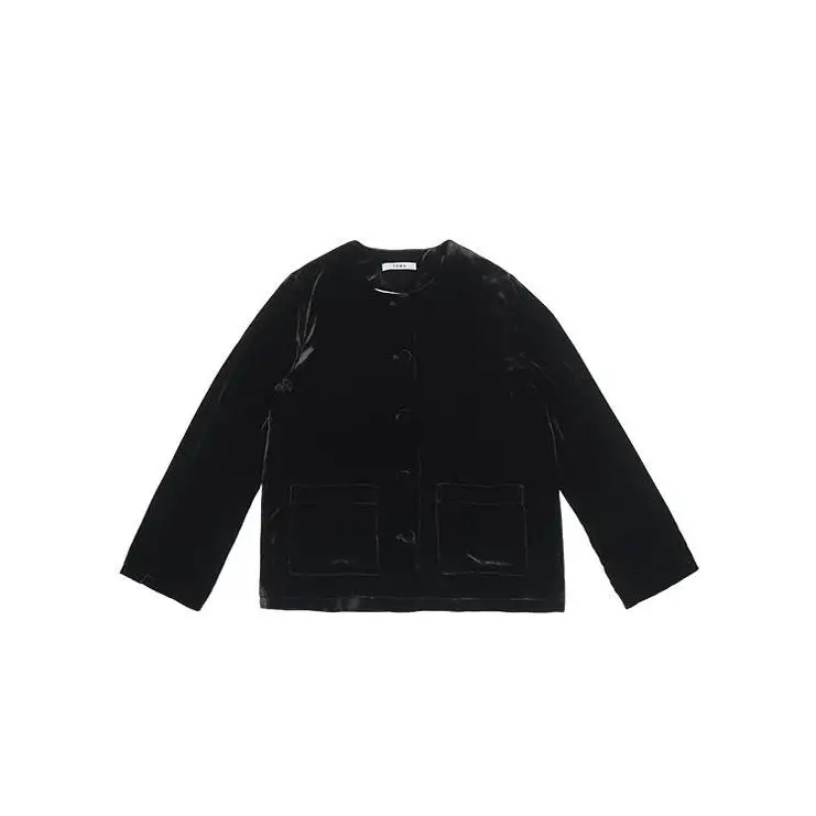 

Casual Bla Long Sve Open Cardigan Women's Versatile Design Spring New Sle Faionable Top Loose Fit Silk Material