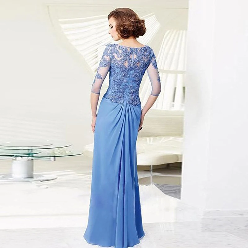 ENOCH Elegant Mother of the Bride Dresses Lace Beaded Half Sleeves Zipper Party Weddings Banquet Evening Prom Gown Vestidos New