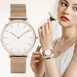 Top Brand Luxury Watches Women Simple Stainless Steel Mesh Belt Quartz Watches Fashion Casual Ladies Bracelet Watch Female Clock