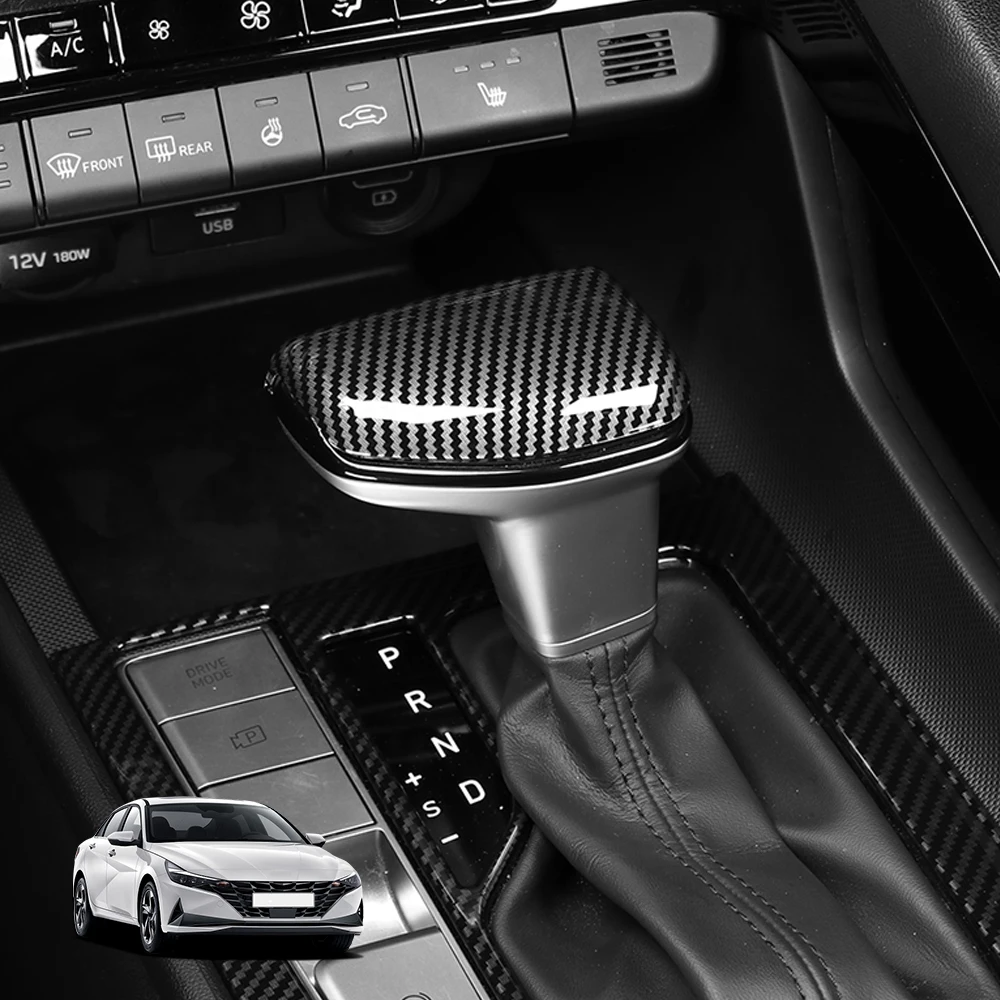 Rote Carbonfaser-Stil Schaltknauf-Abdeckung Zierleiste Innenraum-Zubehör für Hyundai Elantra CN7 N 2021-2025 LHD RHD – Detail 2