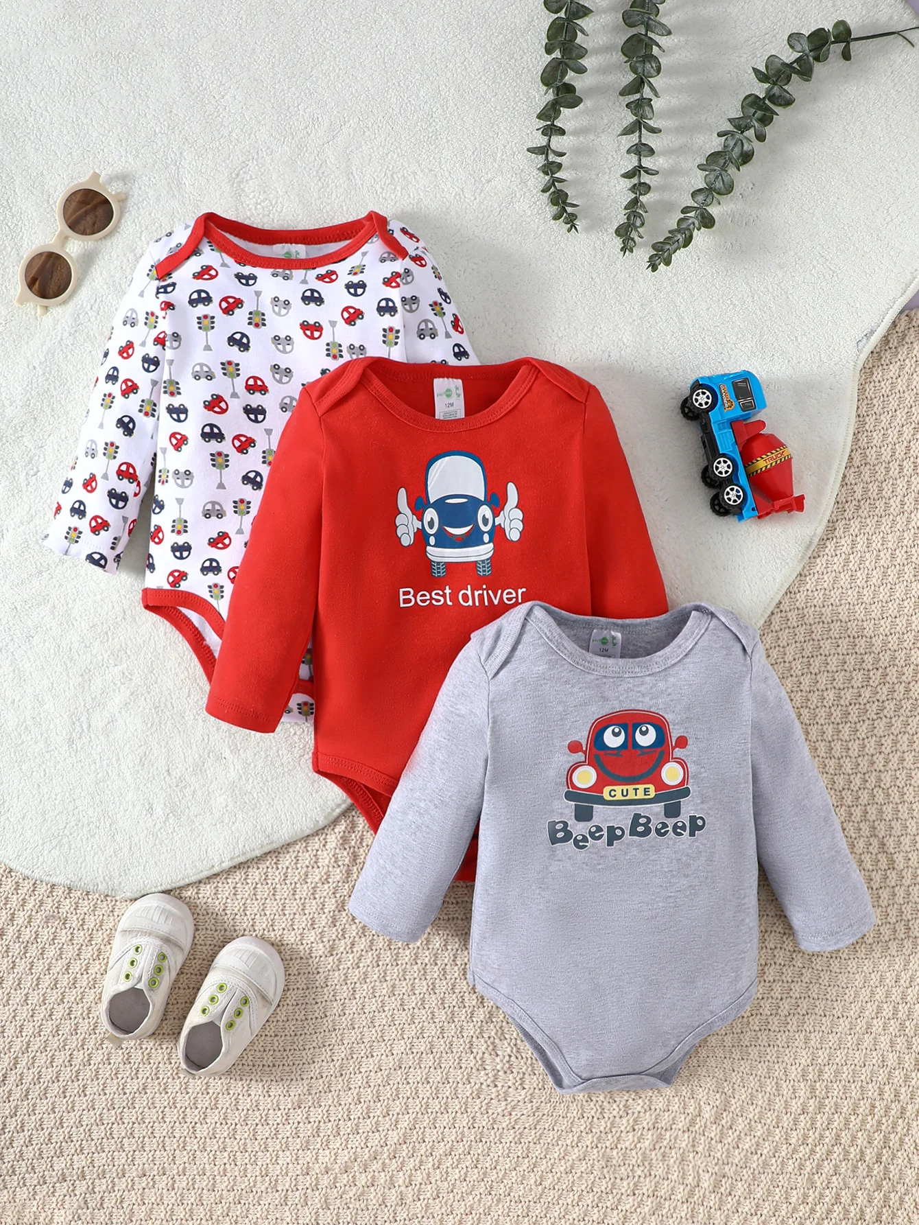 3PCS Spring/Summer New Baby Cotton jumpsuit Fashionable and Cute Cartoon Universe Series Set for Boys Girls with Long Sleeves