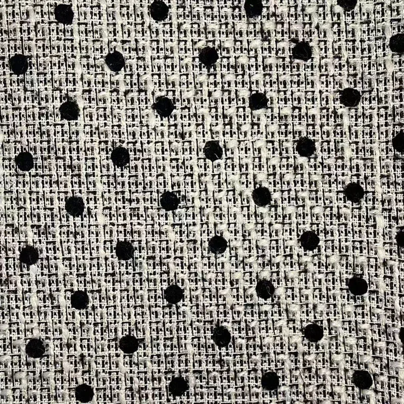 Imagem -03 - Black Dot Yarn-dyed Tweed Fabric para Mulheres Jaqueta de Outono Terno Cabolsa Bolsa Faça Você Mesmo Costura Moda 50x145cm