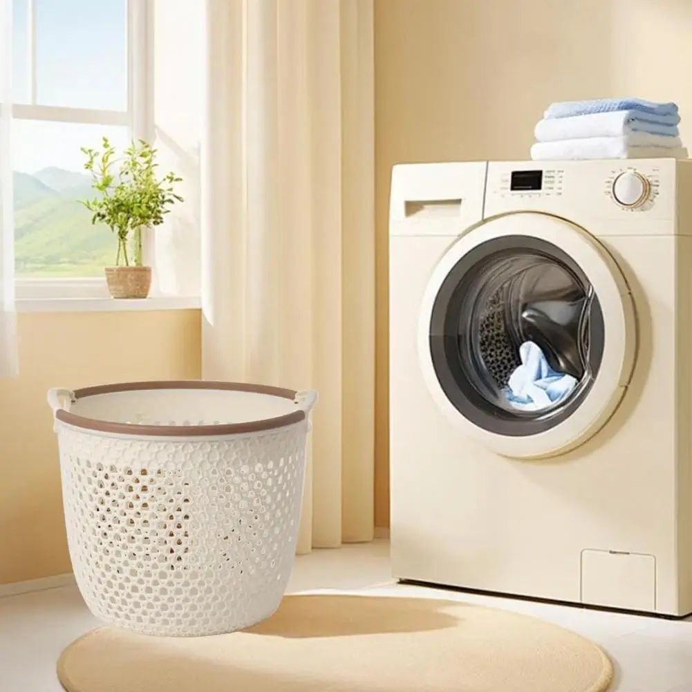 Towel Storage Basket Large Capacity Dirty Clothes Basket with Dual Handles Breathable Bathroom Laundry Storage Solution