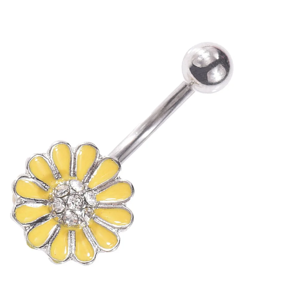 ثقب زر البطن مجوهرات الفولاذ المقاوم للصدأ خاتم السرة زهرة الأقحوان مجوهرات الأظافر