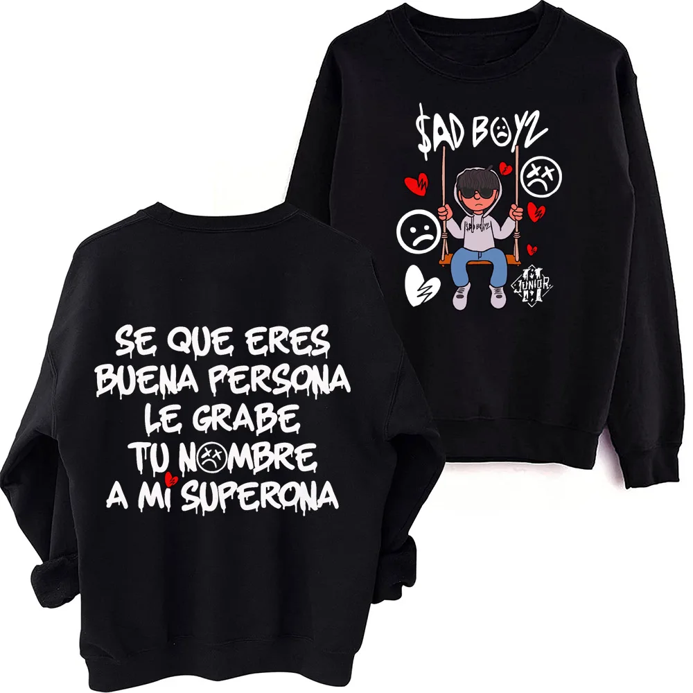 

Junior H Sad Boyz Mania Tour 2024 Sweatshirt Harajuku Hip Hop Round Neck Long Sleeve Oversized Hoodie