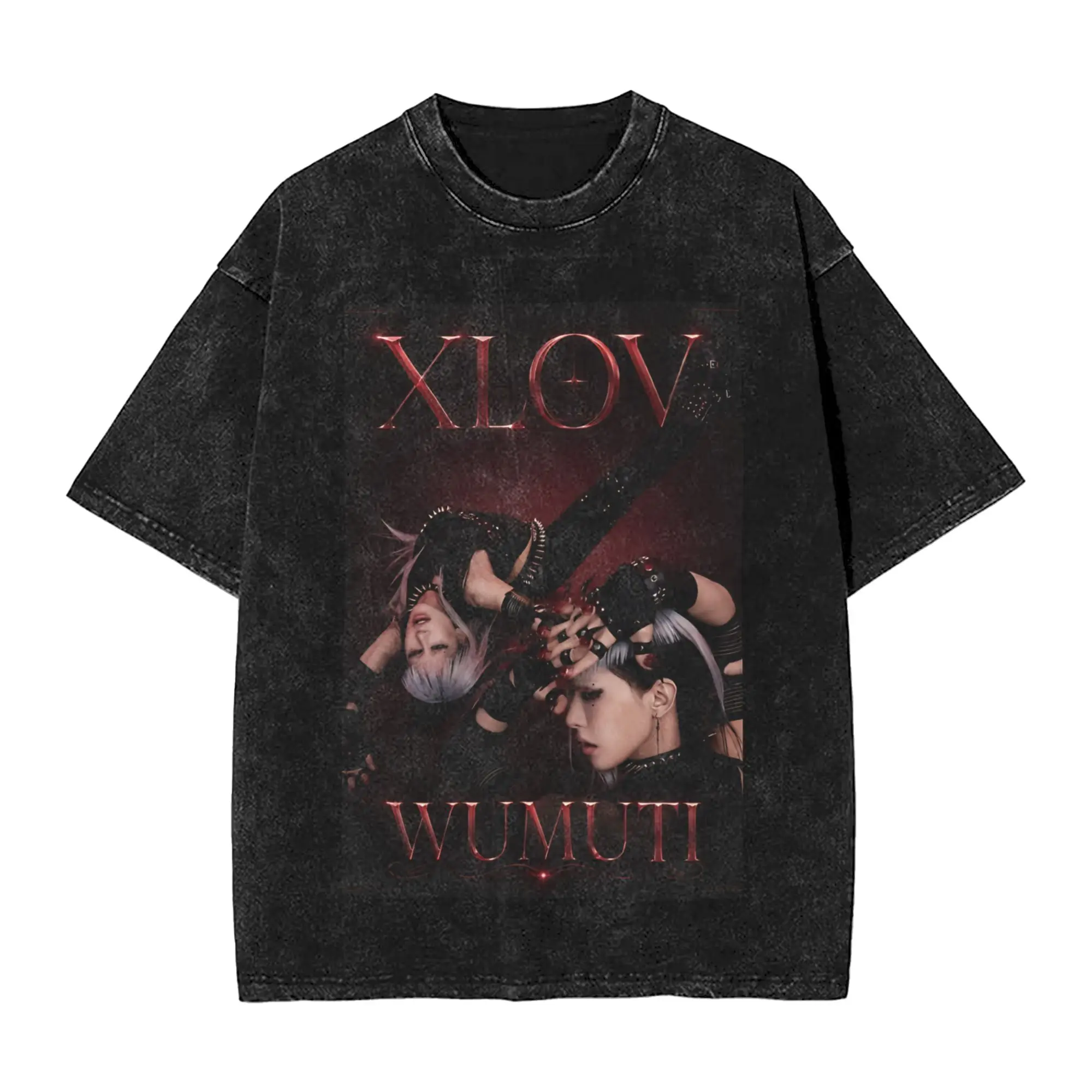  XLOV UXLXVE Members T Shirt Hip Hop Washed Cotton Street T-Shirts  Retro for Men Women Streetwear Graphic Printed Tee Shirt