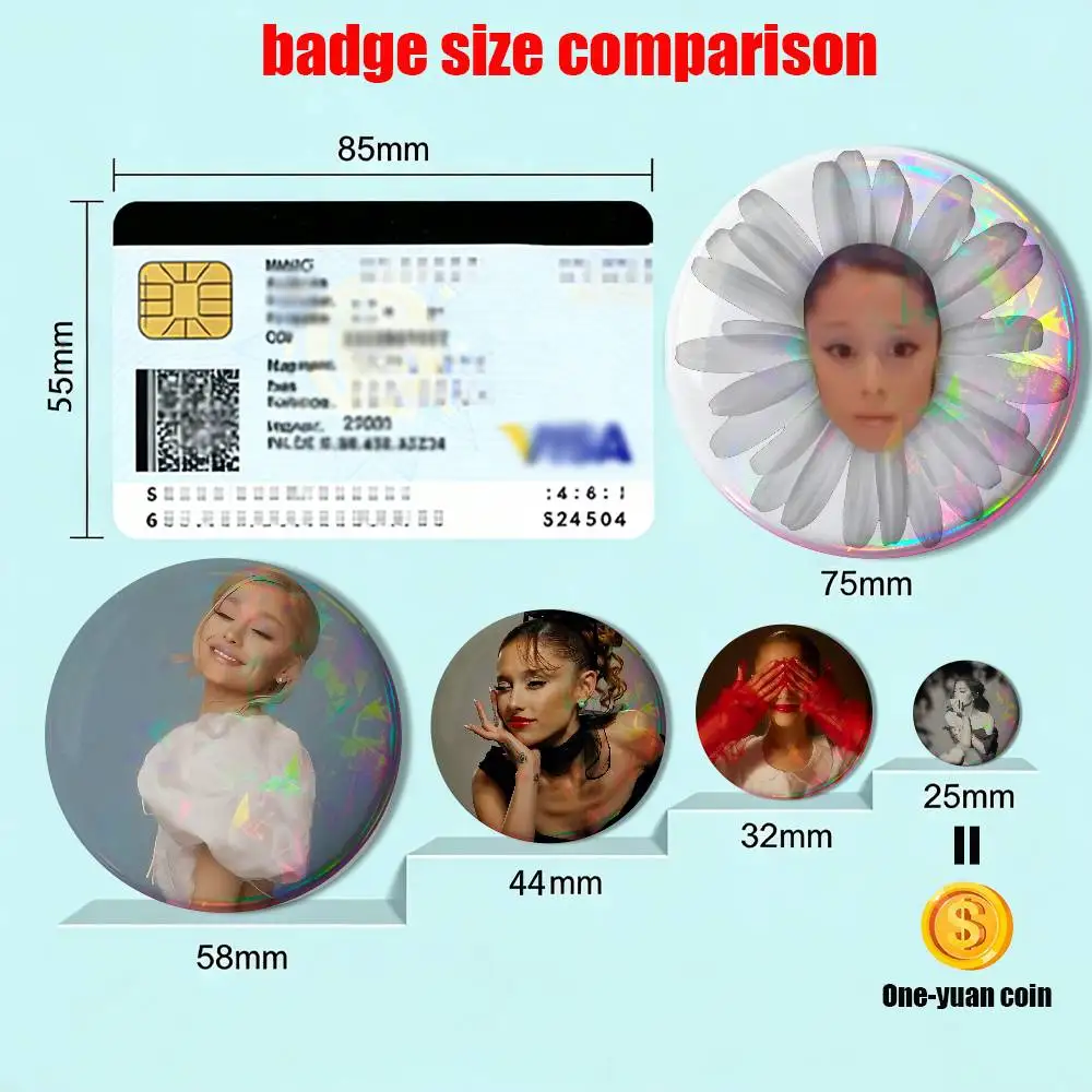 Petal Eternal Sunshine Ariana Grande HD Print 58mm 44mm Round Lapel Pins Pretty Derby Round Display Brooches Brooch Badges