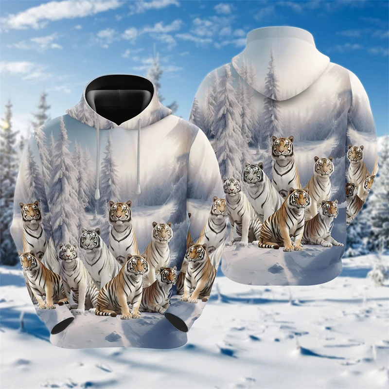 ثلاثية الأبعاد البنغال النمر طباعة هوديس للرجال الملابس Harajuku موضة الحيوان هودي الصبي رياضية القوطي خمر الرعب البلوفرات بلوزة أطفال #3
