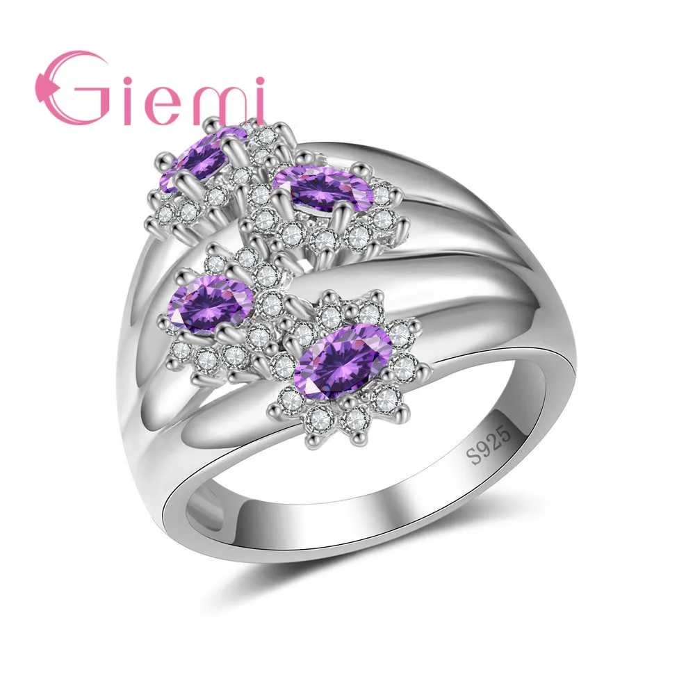 New Creative Hollow Flower 100% 925 Sterling Silver Statement Rings Top Quality Anel For Women Anniversary Party
