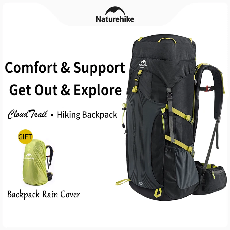 

Naturehike 55L Hiking Backpack With Rain Cover External Frame Backpacks Large Capacity Outdoor Mountaineering Travel Bags