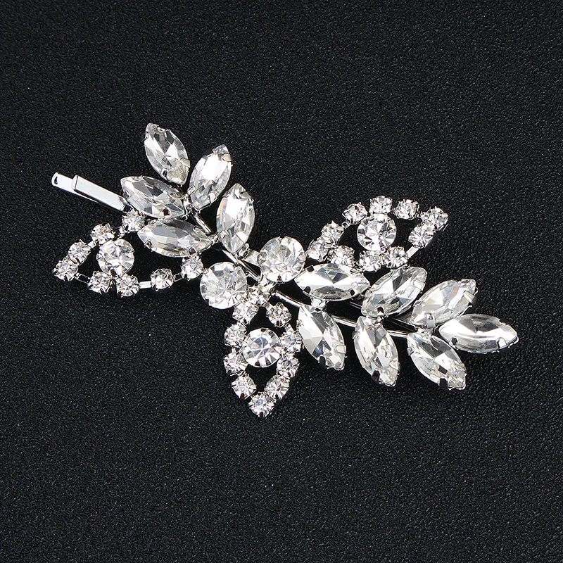 Bridal Rhinestone Side Flower Hair Clip Wholesale Wedding Hair Accessories for Girls