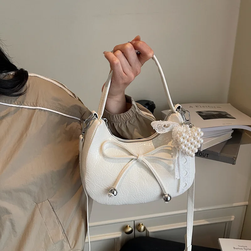 Elegant Bow Shoulder Bag 2025 New for Women, Luxury Soft Leather Crossbody Purse, Fashionable Hobo Bag for All Occasions