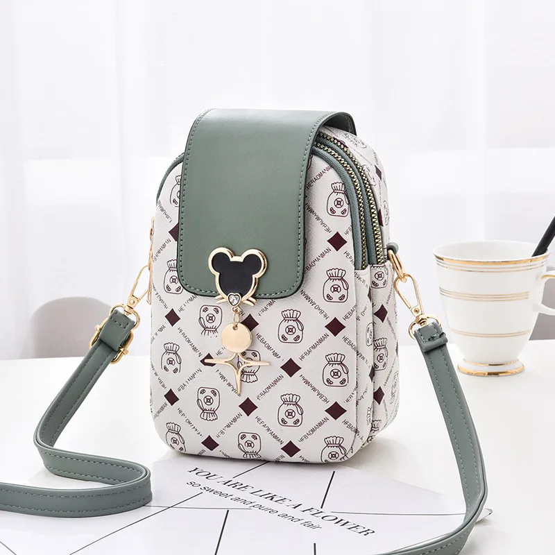 

Disney Mickey 2026 Fashion Crossbody Bag Mini Phone Bag Soft Leather Multi Layer Single Shoulder Small Square Bag For Women