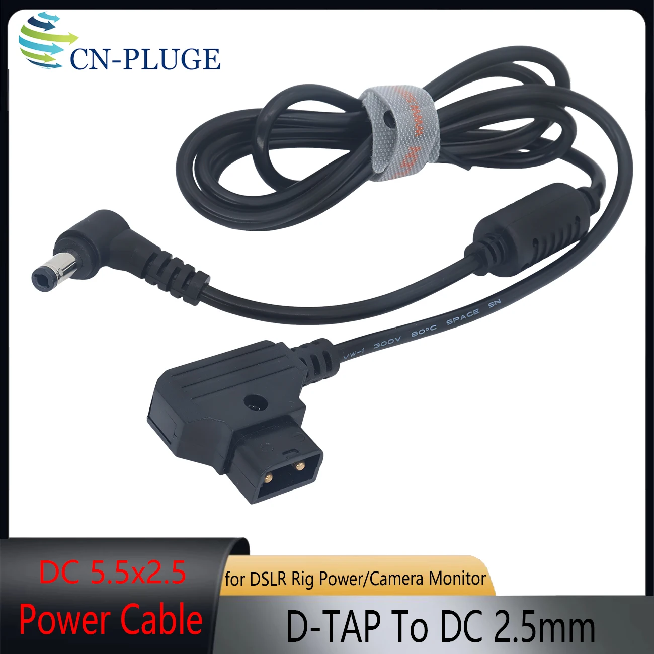 D-Tap Male to  DC 5.5x2.5mm Power Cable for DSLR Rig Power V-Mount Anton，12V DC Camera Monitor Power Cord