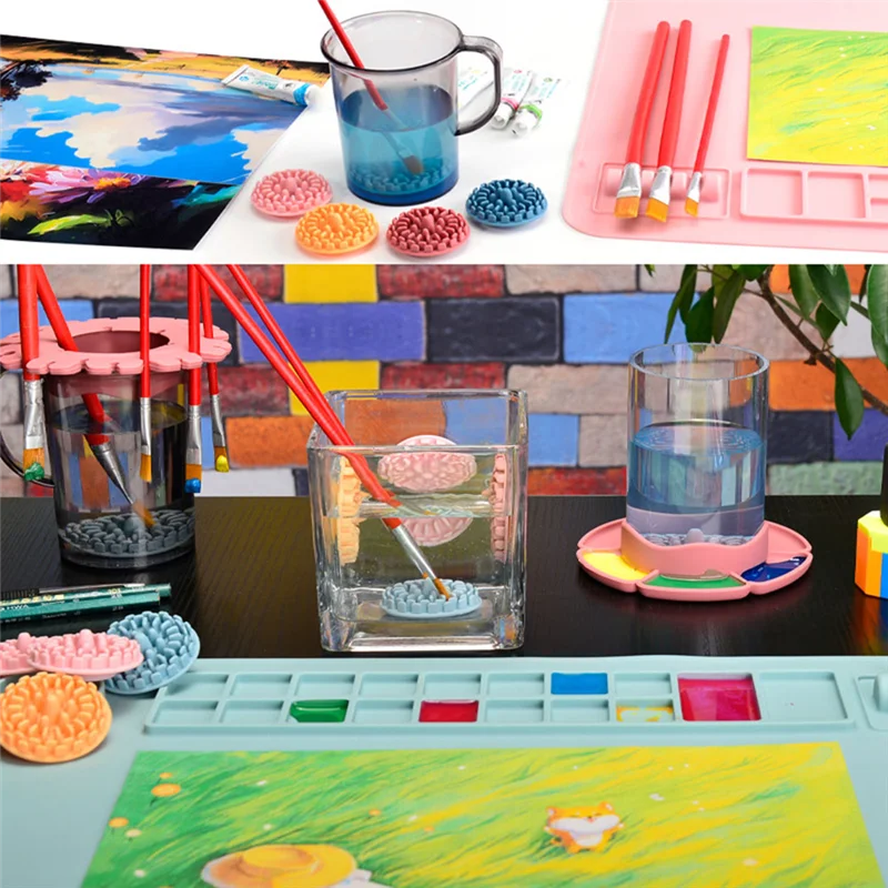 Моющийся силиконовый коврик для рисования граффити, сделай сам, силиконовая живопись, скруббируемая пигментная палитра, коврик для рисования, синий, прочный