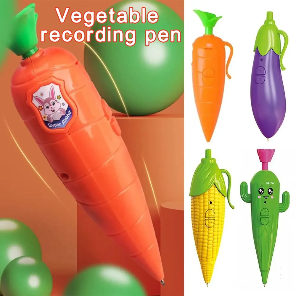 

Zootopia vegetable shaped recording pen carrot eggplant corn recording pen 2-in-1 ballpoint pen recorder cartoon stationery