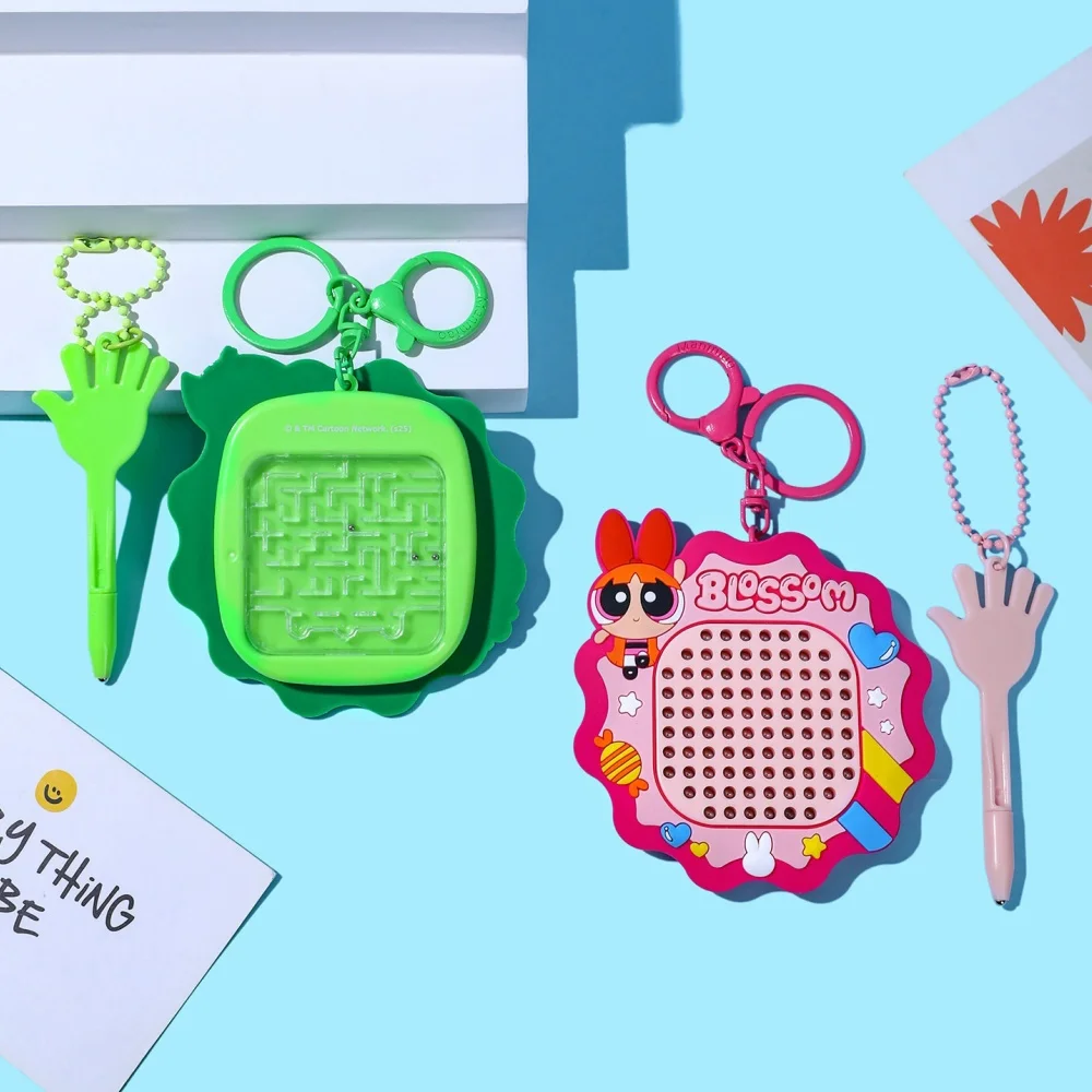 Authentique The Powerpuff Girls Maze Jouets Éducatifs Porte-clés Mignons Blossom Bubbles Tableau Magnétique Anti-stress Cadeau pour Adolescents
