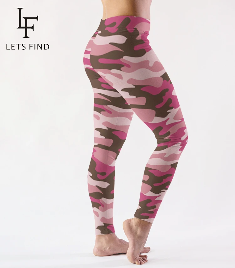 LETSFIND High Waist Women Fitness Leggings Fashion Pink Camouflage Print Comfortable Stretch Leggings