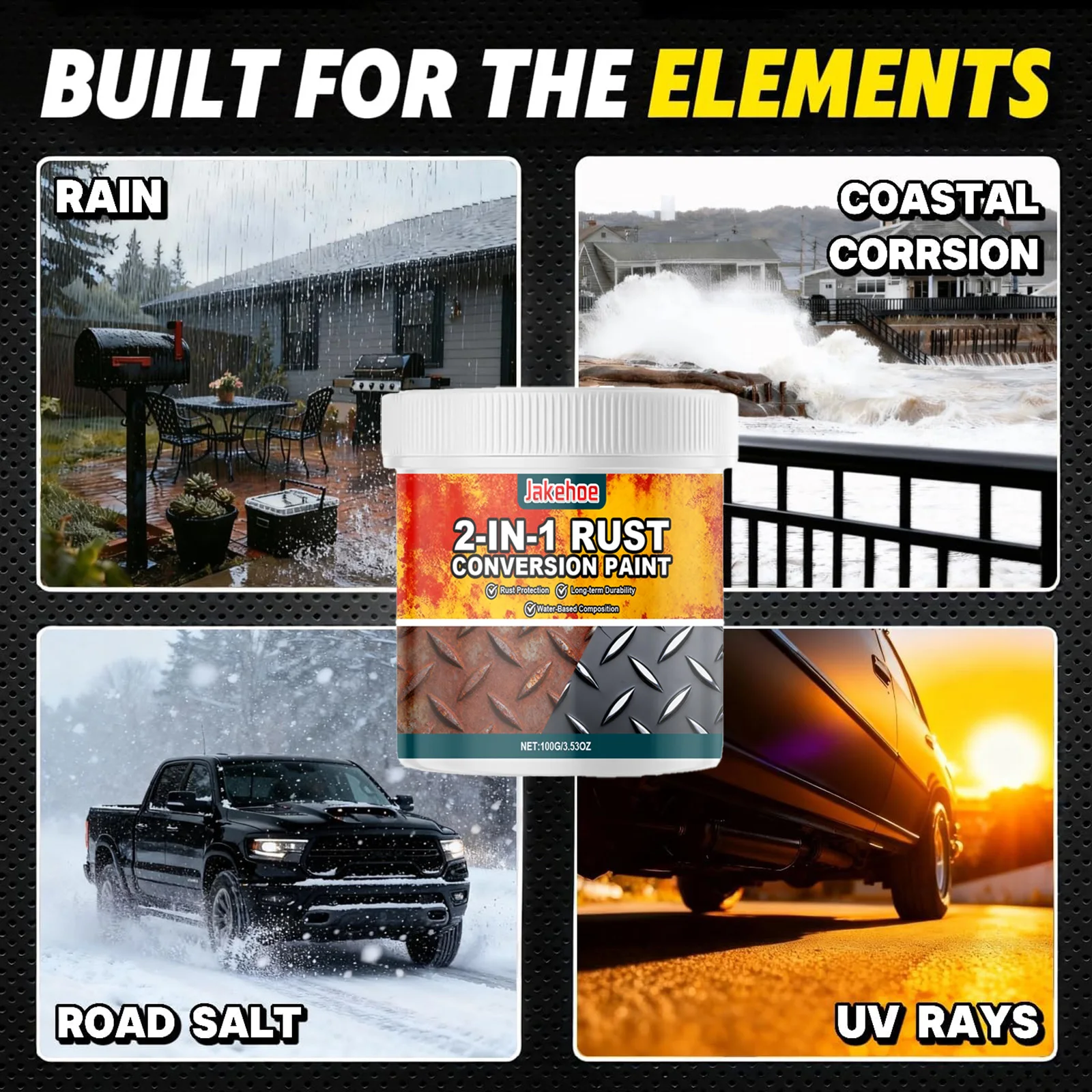 2-in-1 Rust Converter & Metal Primer Paint Heat & UV Resistant, Black Finish for Automotive, Marine, Industrial Metal Protection image 5